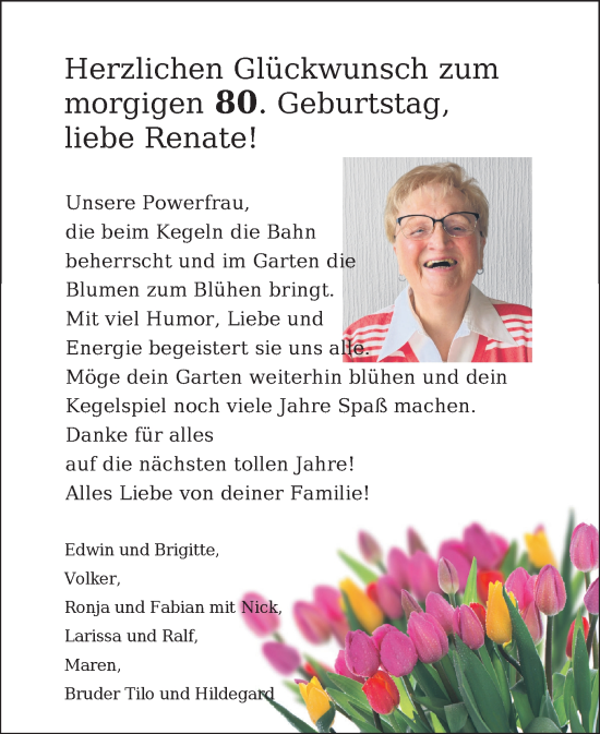 Zur Glückwunschseite von Renate