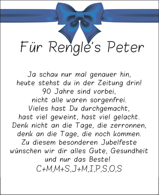 Zur Glückwunschseite von Rengle's Peter