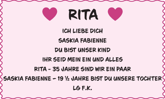 Zur Glückwunschseite von Rita