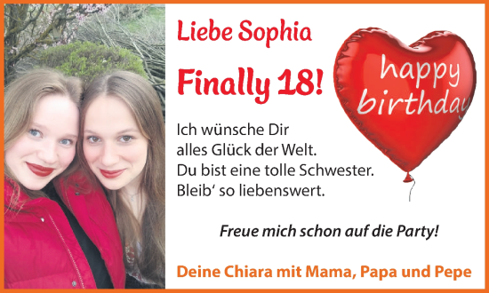 Zur Glückwunschseite von Sophia