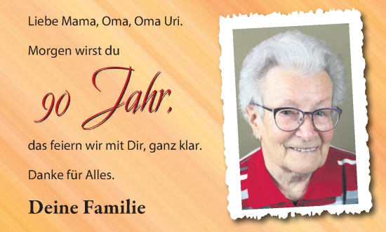 Glückwunschanzeige von Uri 