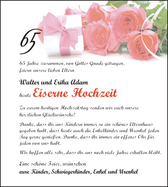 Zur Glückwunschseite von Walter und Erika